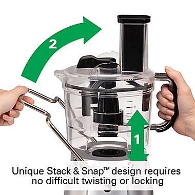 Hamilton Beach&reg; Stack &amp; Snap&trade; 8-Cup Food Processor in Silver. View a larger version of this product image.