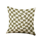 Deny Designs Checkerboard Olive Indoor/Outdoor Square Throw Pillow in Green