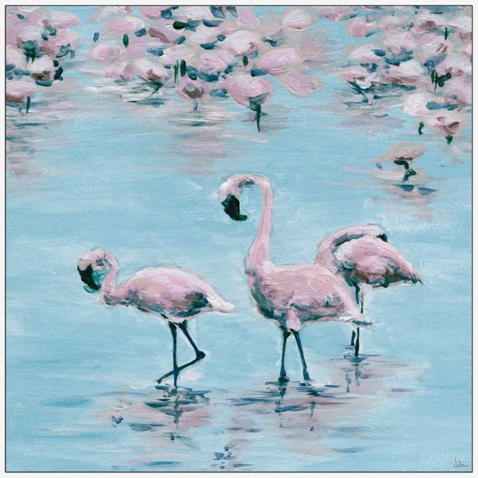 Marmont Hill Three Flamingos 32 Inch Square Canvas Wall Art With Floater Frame Buybuy Baby