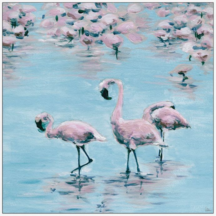 Marmont Hill Three Flamingos 32 Inch Square Canvas Wall Art With Floater Frame Buybuy Baby