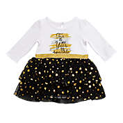Baby Starters&reg; Newborn New Year&#39;s My Year To Sparkle Long Sleeve Dress in Black