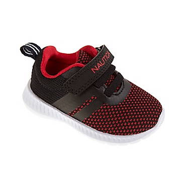 Nautica&reg; Size 9-12M Casual Tiny Towee Sneaker in Black/Red. View a larger version of this product image.