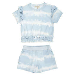 Jessica Simpson 2-Piece Short Sleeve Tie Front Top and Short Set in Blue