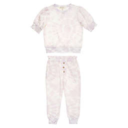 Jessica Simpson 2-Piece Smocked Sleeve Drapey French Terry Top and Pant Set