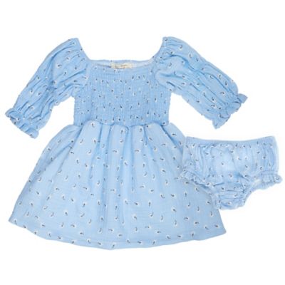Jessica Simpson Size 4T 2-Piece Smocked Yoke Dress with Diaper Cover Set in Skyway Floral