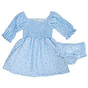Jessica Simpson 2-Piece Smocked Yoke Dress with Diaper Cover Set in Skyway Floral
