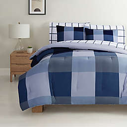 Simply Essential™ Block Plaid 7-Piece Full/Full XL Comforter Set in Navy