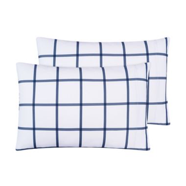 Simply Essential&trade; Block Plaid 7-Piece Full/Full XL Comforter Set in Navy. View a larger version of this product image.