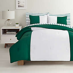 Simply Essential™ Vertical Colorblock 7-Piece Full/Full XL Comforter Set in Green/White