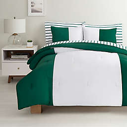 Simply Essential™ Vertical Colorblock 5-Piece Twin/Twin XL Comforter Set in Green/White
