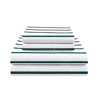 Simply Essential&trade; Vertical Colorblock 7-Piece Full/Full XL Comforter Set in Green/White. View a larger version of this product image.