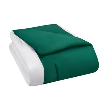 Simply Essential&trade; Vertical Colorblock 7-Piece Full/Full XL Comforter Set in Green/White. View a larger version of this product image.