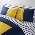 Alternate image 1 for Simply Essential&trade; Vertical Colorblock 7-Piece Full/Full XL Comforter Set in Navy/Yellow