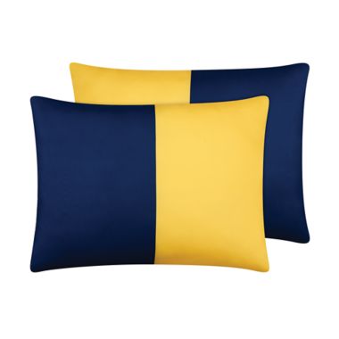 Simply Essential&trade; Vertical Colorblock 7-Piece Full/Full XL Comforter Set in Navy/Yellow. View a larger version of this product image.