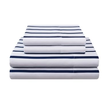 Simply Essential&trade; Vertical Colorblock 7-Piece Full/Full XL Comforter Set in Navy/Yellow. View a larger version of this product image.