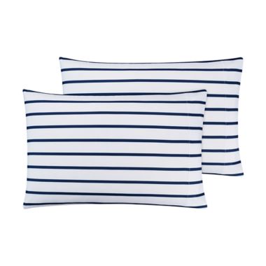 Simply Essential&trade; Vertical Colorblock 7-Piece Full/Full XL Comforter Set in Navy/Yellow. View a larger version of this product image.