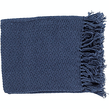 Surya Tress Throw Blanket in Navy. View a larger version of this product image.