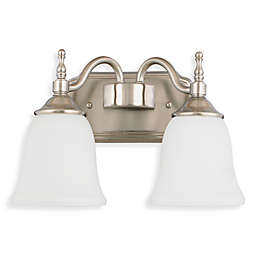Quoizel® Tritan 2-Light Wall-Mount Light Fixture in Brushed Nickel with Glass Shades