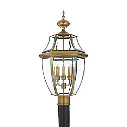 Quoizel® Newbury 3-Light Outdoor Post Fixture in Antique Brass