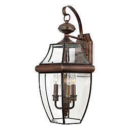 Quoizel® Newbury 3-Light Outdoor Fixture with Aged Copper Finish and Beveled Glass