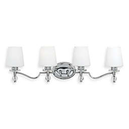 Quoizel® Hollister Collection Polished Chrome 4-Light Bath Fixture w/White Etched Glass Shade