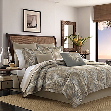 Tommy Bahama&reg; Raffia Palm Queen Comforter Set in Medium Brown. View a larger version of this product image.