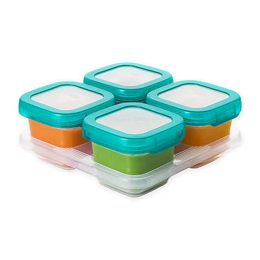 Alternate image 1 for OXO® Tot 6 oz. Food Storage Baby Blocks in Teal (Set of 4)