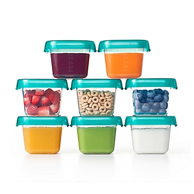 OXO&reg; Tot 6 oz. Food Storage Baby Blocks in Teal (Set of 4). View a larger version of this product image.