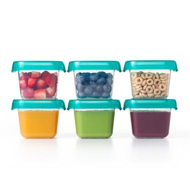 OXO&reg; Tot 6 oz. Food Storage Baby Blocks in Teal (Set of 4). View a larger version of this product image.