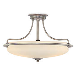 Griff in 4-Light Semi-Flush Mount Light with Antique Nickel Finish and Opal Etched Glass Shade