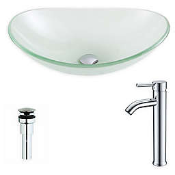 ANZZI™ Forza 14.25-Inch Glass Vessel Sink with Chrome Faucet in Green