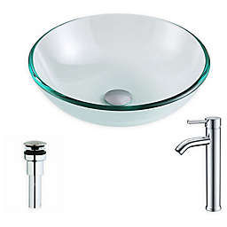 ANZZI™ Etude 16.5-Inch Glass Vessel Sink with Chrome Fann Faucet