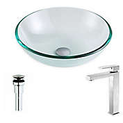 ANZZI&trade; Etude 16.5-Inch Glass Vessel Sink with Nickel Enti Faucet