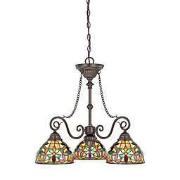Quoizel Kami 3-Light Tiffany-inspired Chandelier with Vintage Bronze Finish