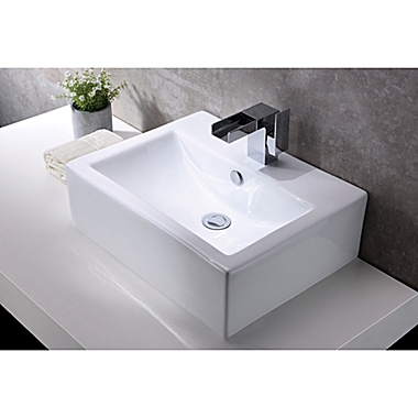 ANZZI Vitruvius 16-Inch Ceramic Sink in White. View a larger version of this product image.