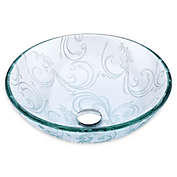 ANZZI Vieno Deco-Glass Vessel Sink with Pop-Up Drain in Crystal Clear Floral