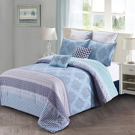 Alternate image 1 for Style Quarters Lilou King Comforter Set in Blue/Grey