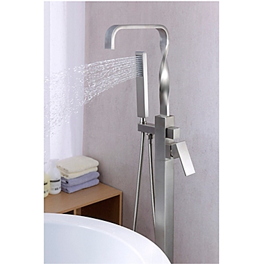 ANZZI Yosemite 2-Handle Freestanding Clawfoot Tub Faucet with Hand Shower in Brushed Nickel. View a larger version of this product image.