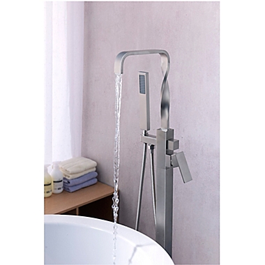ANZZI Yosemite 2-Handle Freestanding Clawfoot Tub Faucet with Hand Shower in Brushed Nickel. View a larger version of this product image.