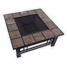 Alternate image 2 for Pure Garden Wood Burning 32-Inch Square Marble Tile Fire Pit in Black/Orange