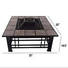 Alternate image 4 for Pure Garden Wood Burning 32-Inch Square Marble Tile Fire Pit in Black/Orange