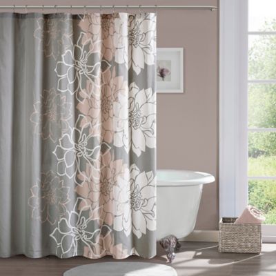 pink and gray shower curtain