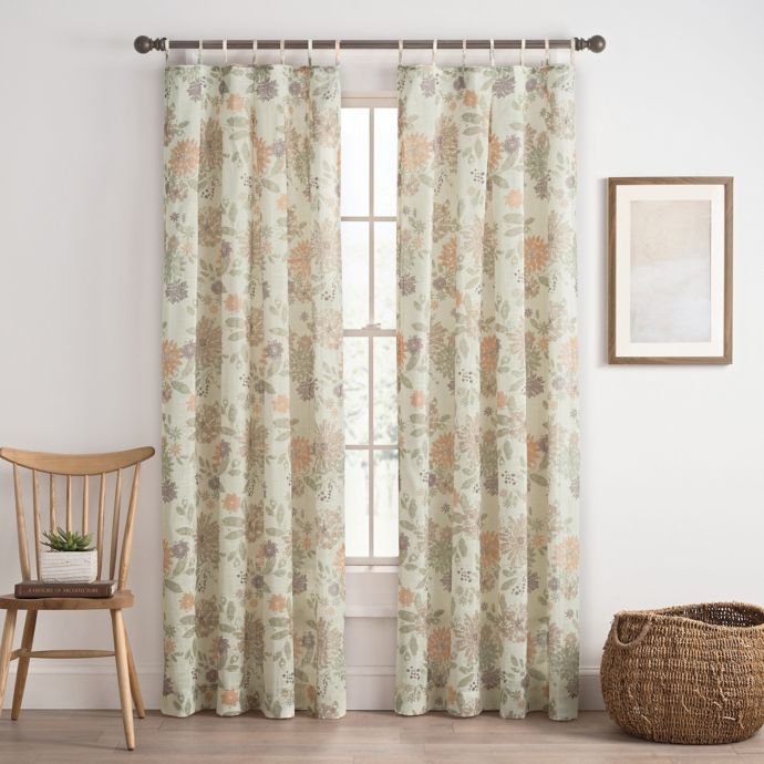 Cassora Skinny Tab Floral Print Window Curtain Panel Bed Bath Beyond