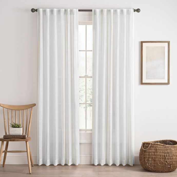 Cassora Rod Pocket/Back Tab Stripe Window Curtain Panel | Bed Bath & Beyond