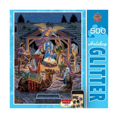 Masterpieces Puzzles Holiday Glitter 500-Piece Holy Night Puzzle