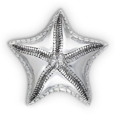 Silver Colored Star Home Designs Starfish Shells Flat Oval Bowl Christmas Gift