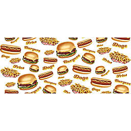 Foflor Burgers Fries Dogs Runner 25" x 60 Kitchen Mat in White
