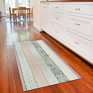 FoFlor Pretty Planks Kitchen Mat in Light Green. View a larger version of this product image.