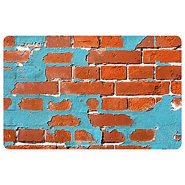 FoFlor Painted Brick 23&quot; x 36&quot; Kitchen Mat in Aqua. View a larger version of this product image.