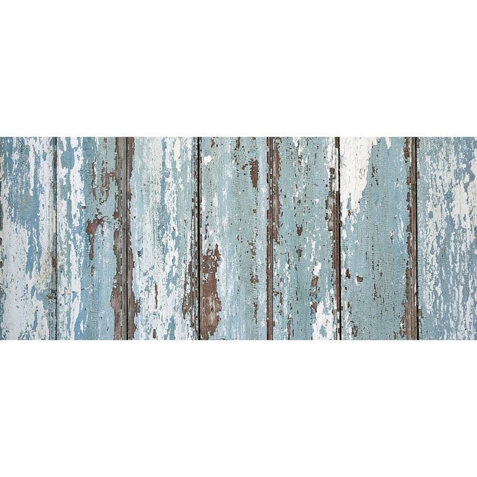 Foflor Rustic Painted Floor Kitchen Mat In Aqua Brown Bed Bath